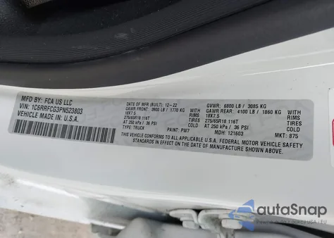 2023 Ram 1500 Tradesman 4X4 6'4 Box from USA, damaged, VIN 1C6RRFCG3PN523803